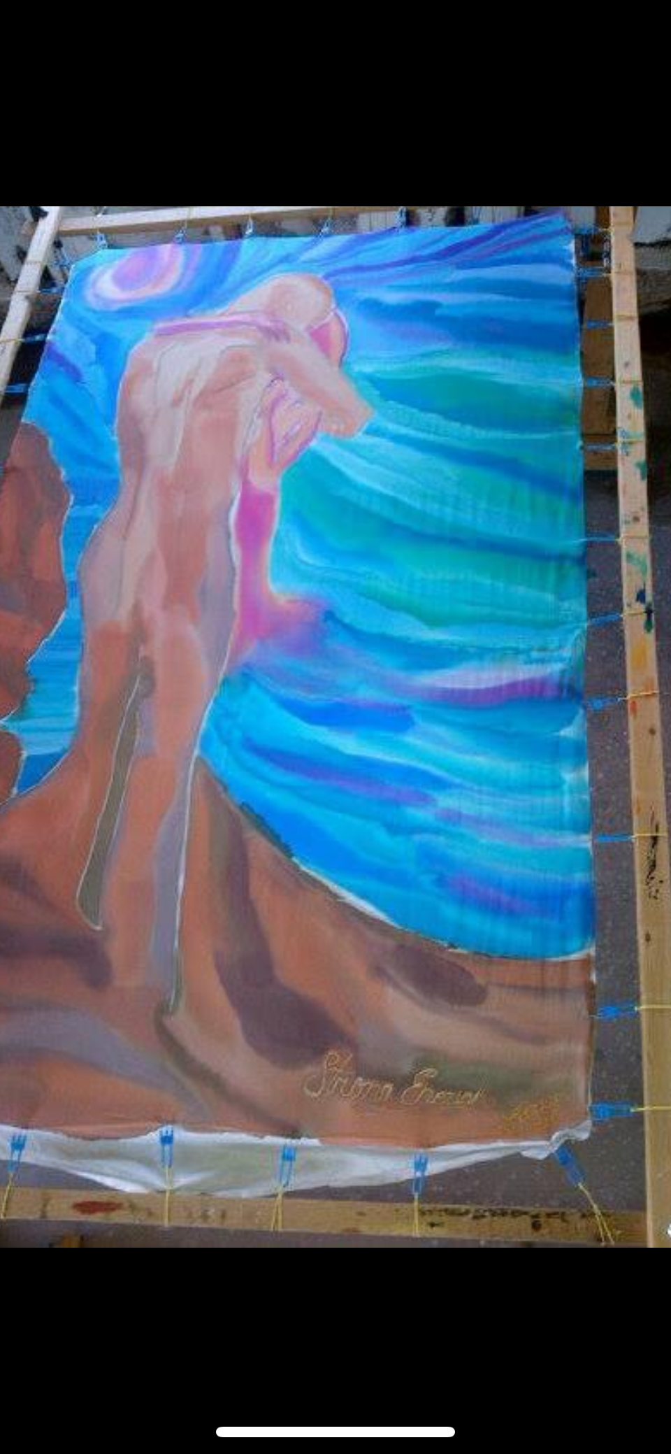 Designed and painted on silk by L Larsen